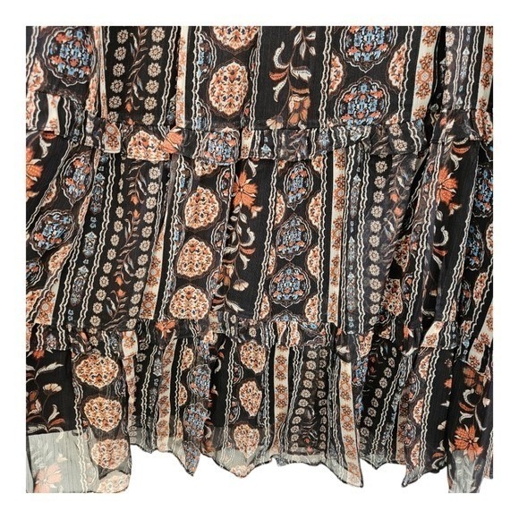 Womens NEW Tiered Skirt Boho Sheer Lined Flowy Feminine Multi Color XL Pull on - Picture 6 of 12